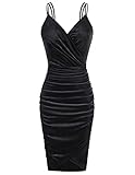 GRACE KARIN Damen 50er Vintage Samtkleid Slim Fit Bleistiftkleider Dinnerparty Abendkleider Schwarz CL1779-1 XL