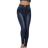 Jeans Damen High Waist, Damen Jeans Stretch Skinny Slim Fit Röhrenjeans Bleistiftjean Lässige Pant Strecken Schlank Stylische Hosen Dehnbar Formende Treggings Hohe Taille Leggings Elegante Stretchhose