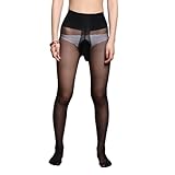Dobovova Herren Strumpfhose Herren See Through Nude Tights Dessous Pantyhose 10D Socken Mit Nahtloser Mantel Hosiery Geschlossen (Haut, One Size), Schwarz , Einheitsgröße