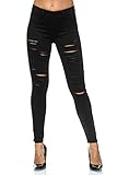 Elara Damen Hose Zerrissen Destroyed Elements Chunkyrayan A89 Black-44 (2XL)