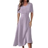 Sommerkleid Damen Abendkleid Damen Sexy Klamotten Crossdresser Kleid Damen Dress Kleider Damen Hochzeitsgast Kurzes Kleid Sommerkleid Damen Knielang Swing Kleid Damen Damen Lila S