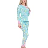 LittleForBig Damen Seidige Lange Ärmel Kuschelig Atmungsaktiv Baby Parade Schlafanzug Set Zweiteilig Weich Stretchy Nachtwäsche Grün XXXL