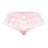 Satini Sissy Vintage Tüll Spitze Boy-Shorts Slips Dessous Unterwäsche Höschen (Zartrosa, XL)