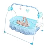 Elektrische Babywiege Elektrisches Babybett Wiege Automatischer Schaukel mit Fernsteuerter Baby Musik Schlafkorb Bluetooth Schaukelwiege 25kg 5-Gang Swing für Babys Zwischen 0 Und 18 Monaten