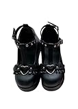 Frauen Plattform Mary Janes Schuhe Süße Zehe Knöchel Lolita Gothic Plattform Kleid Absatzschuhe Chunky Plattform Schuhe Lackleder Kleid Schuhe, Style-1, 40 EU