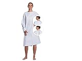 ZOLLNER Patientenhemd hinten überlappend - mit Langen Ärmeln und Bänderpaar im Nacken und an der Seite - 110 cm - weiß-blau - Unisex - Mischgewebe - waschbar bis 95°C - Oeko Tex® Zertifiziert
