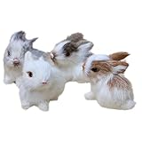 Mini Hase Plüschtier, Realistisches Kuscheltier Weiche Häschen Dekoration, Kuschelhase Ostern Cuddlekins Geschenk für Kinder Babys Jungen Mädchen Weihnachten Weiß Grau