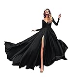 Off Shoulder Abendkleid Damen Lang,Glitzer Kleid Damen,Damen Abendkleider Elegant für Hochzeit Sexy A Linie Elegant Paillettenkleid mit Schlitz Mode Abendkleider Lässig Locker Partykleid Hochzeit