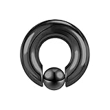ZS Großes Captive Bead Rings Chirurgenstahl Klemmkugelring Septum Ringe, BCR 00G 0G 2G 8G 12G 16G Intimpiercing Prinz Albert Piercing Körperschmuck (Schwarz,00G,16mm)