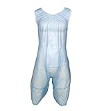 Haian Custom PVC ABDL Unisex Strampler mit Schnappverschluss im Schritt, windelfreundlich, transparent / blau, Custom Size