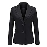 YYNUDA Kurzblazer Damen Slim Fit Blazer Sommer Anzugjacke Elegant Büro Jacke Top für Business Freizeit Schwarz L