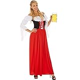 dressforfun 950026 Frauenkostüm Festdirndl Resi, tailliert gearbeitetes Dirndl mit langem Rock, angenähte, schulterfreie Bluse mit Rüschen (XL | Nr. 304623)