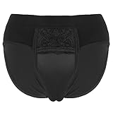 TiaoBug Crossdresser Unterwäsche Verstecken Gaff Panty Transgender Panty Fake Vagina Unterwäsche Transsexuelle Panty Kamelzehe Schlüpfer M-XXL Schwarz XL