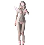 JasmyGirls Frauen Sexy Dessous Set Furry Bunny Cosplay Kostüm Japanische Anime Micro Bikini Rosa BH und Höschen Lolita Unterwäsche