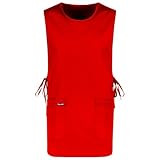 PALLTEX Ampato Überwurfschürze Kittelschürze Damen Kittelschürze Herren Schürze Damen Schürze Herren mit Tasche Arbeitsschürzen Verstellbare (Rot)