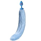 Analplug Mit Fuchsschwanz Silikon Dildo Für Frauen Und Männer Analplug ButtPlug SM Sexspielzeug Für Männer Frauen Paare Anfänger Profi-Nutzer (Blau)