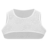 dPois Herren Spitze Crop Top Kurz Bauchfrei Ärmellos Tank Top Sexy Oberteil Durchsichtig Tops Sissy Dessous Unterwäsche Weiß L