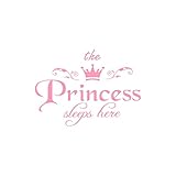 Smniao Wandaufkleber für Kinderzimmer, The Princess Sleep Here Letter Muster Wandsticker Wandtattoo für Schlafzimmer Wohnzimmer (Rosa)