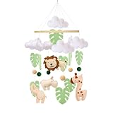 Baby Mobile Tier Bettglocke für Babybett – Jungle Animal Baby Mobile mit Löwe, Elefant, Giraffe und Nilpferd – Beruhigendes Baby Spielzeug für Babyzimmer, Geschenk für Neugeborene(Tier)