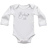 Generisch Baby Body zur Schwangerschaftsverkündung, Baby 2025 / Baby 2026 Strampler zur Verkündung der Schwangerschaft (Body langarm weiß, 0-3 M)