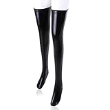 Kutocesy Leder Overknee Socken Mit Reißverschluss Oberschenkelhohe Slim Strümpfe Für Cosplay Latex Leggings Damen Stockings Bondage Dessous Fetish (XL)