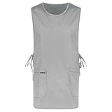 PALLTEX Ampato Überwurfschürze Kittelschürze Damen/Herren Schürze mit Tasche Arbeitsschürzen Verstellbare (Hellgrau)