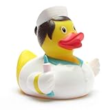 Badeente I Quietscheente I Krankenschwester I L: 8,5 cm I inkl. Badeenten-Schlüsselanhänger im Set