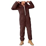 Generisch Herren Paar Jumpsuit Verdicken Doppelseitiger Samt Nachtwäsche Schlafanzug mit Taschen Onesie Pyjama einfarbig Fleece-Einteiler mit Kapuze