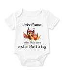 Glimnerize Strampler Baby Onesie Lustig Muttertagsgeschenke für MaMa Body Baby Frühchen Kleidung 1. Muttertag Kurzarmbody Erster Muttertag Weiß A1 3-6 Monate