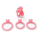 Hollow Male Chastity Cage Sex Spielzeug, Verdeckter Keuschheitskäfig mit 4 Unterschiedlich Großen Befestigungsringen SM Slave Bondage Set (Pink)