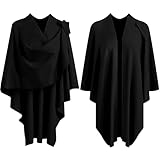 Liitrsh 2 Stück Damen große Ponchos mit Kreuz vorne Strickpullover Wrap Topper Herbst Winter Elegante Schals Cape Konzert Kleid, Schwarz, 81 cm