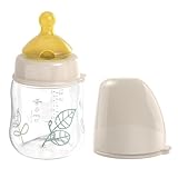 nip – Weithalsflasche | Babyflasche mit Ventil für optimalen Lufteinstrom und zwei Naturkautschuk-Trinksauger. Stillfreundliche Babyflasche aus robustem Material | Gr. S, 150ml, Beige