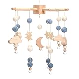 Promise Babe Baby Mobile Wolken Design Holz Halterung Blauer Mond Mobiles Mobile Baby Holz Mobile Kinderbett Mobile Baby Mädchen Wolken Zum Aufhängen