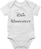 Baby Body Junge Mädchen - Aufdruck selbst gestalten - Wunschtext I Geschenk mit eigenem Text personalisiert - 3/6 Monate - Weiß - bodys babygeschenke strampler individualisieren 4 zeilen customize