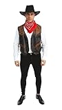 P'TIT CLOWN - 50670 - Ärmellose Weste aus Kunstleder - Faux Leather Waistcoat - Zur Vervollständigung des Cowboy-, Western-Kostüms - Für Karneval, Halloween, Kostümfest - Einheitsgröße - Braun