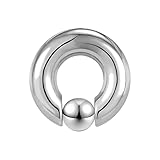 ZS Großes Captive Bead Rings Chirurgenstahl Klemmkugelring Septum Ringe, BCR 00G 0G 2G 8G 12G 16G Intimpiercing Prinz Albert Piercing Körperschmuck (Silber,00G,16mm)