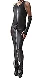 Langes Herren fetisch Wetlook Kleid schwarz Crossdresser Maxikleid mit Reißverschluss und Träger S