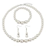 FDGGT 1 Halskette, 1 Armband Und 1 Paar Ohrringe, Kunstperlenschmuck, Eleer Perlenschmuck, Bekleidungsaccessoires, Damenschmuck