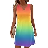 Angebote des Tages Heute Ballkleid Strand Kleider Damen Festlich Summer Dress Festliches Kleid Sommerkleid Große Größen Blusenkleid Abendkleider Große Größen Kleider Sommer Lang (Orange,XXL)
