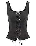 SCARLET DARKNESS Damen Renaissance Weste Cosplay Kostüm Wildleder Retro Lace-up Weste Mantel Schwarz 2XL