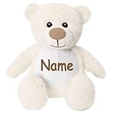 Elefantasie Kleines Stofftier PERSONALISIERT Teddybär mit Name Bedruckt Kuscheltier Plüschtier 25cm Bär beige