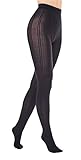 MARILYN gerippte Strumpfhose mit Zopfmuster, 60 Denier, Größe 42 (XL), Farbe Schwarz (nero)