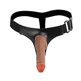 Soarvlorfy Verstellbarer Strap on/Strapon Silikon Dildo Harness für Manner/Frauen/Lesben, Realistische Super Weich Penis Pants Abnehmbar SM Bondage Umschnall Dildos Sexspielzeug Set,Braun