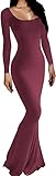 Rongseng Damen Langarm Maxikleid Figurbetontes Sexy Bodycon Kleid Eng Lang Stretch Weiche Freizeitkleid Fischschwanzkleider Elegant Einfarbig Abendkleid Partykleid Winterkleid Cocktail Kleider