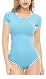 CutiePlusU Baumwolle Knopf im Schritt Bodysuits Erwachsene Strampler Basics Onesie SkyBlue XXXXL