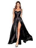 BABYONLINE D.R.E.S.S. Abendkleid, lang, große Größe, Schlitz, sexy, rückenfrei, schick, elegant, Galakleid, Schwarz , 44