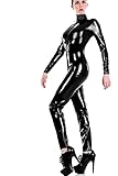 YourFetishWorld Latex Catsuit mit 3-Wege-Reißverschluss, Schwarz, XXL für Erwachsene Frauen, Fetisch-Mode, Catsuit, Kleidung