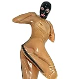 GAYLOP Latex Catsuit Gummi Transparent Overall Hood Bodys Zentai Anzug-Transparent-L