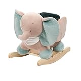 Nattou Schaukeltier aus Polyester (Frottee), Elefant Axel, 63 x 33 x 45 cm, Luna und Axel, Grün/Beige