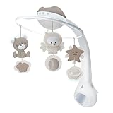Infantino 3-in-1-Projektor-Musik-Mobile – Wandelbares Mobile, Tisch- und Bettlampe und Projektor, mit Weckermodus zur Simulation von Tageslicht, komplett mit 6 Melodien und 4 Naturgeräuschen